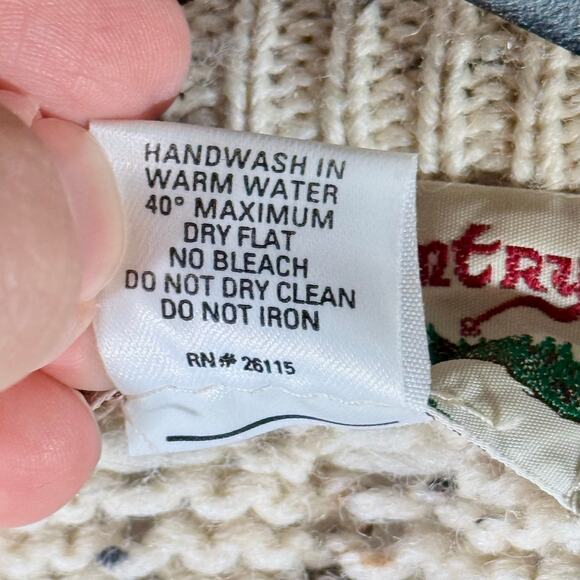 Celtic Country Men's Medium Cream 100% Wool Round Neck Cardigan Sweater Ireland - Picture 5 of 13